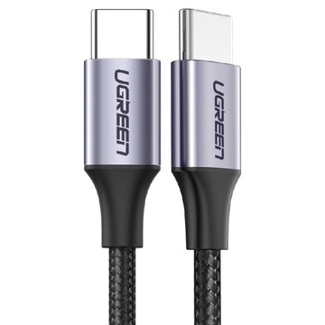 UGREEN 綠聯 Type-C公對公傳輸線 60W快充 金屬編織版  2m  灰黑色  1條