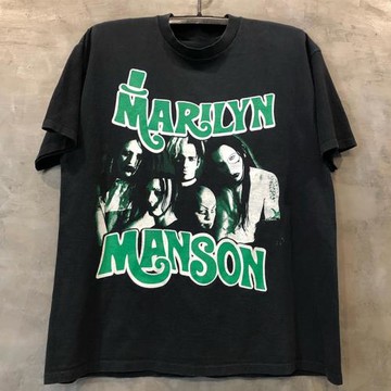 Vintage瑪麗蓮曼森人像質感小眾設計感潮牌短袖高街百搭復古T恤男