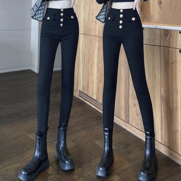 休閑褲女2026春季新款韓版時尚修身百搭小腳褲黑色高腰顯瘦打底褲