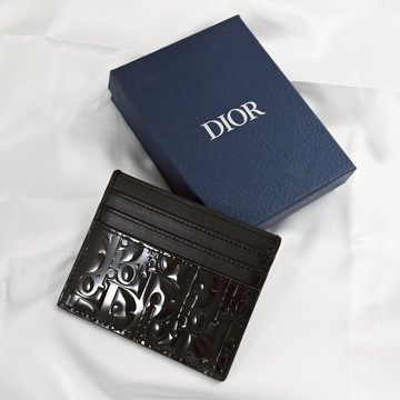 Christian Dior OBLIQUE 滿版LOGO漆皮六卡隨身卡夾.黑