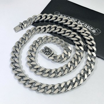 ch剋羅心925純銀個性十字架潮男士霸氣粗款復古古巴項鏈時尚日韓