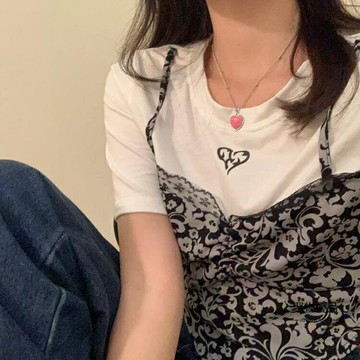 夏季小辣妹愛心項錬女鎖骨錬小眾設計感仙氣簡約輕奢【聚物優品】