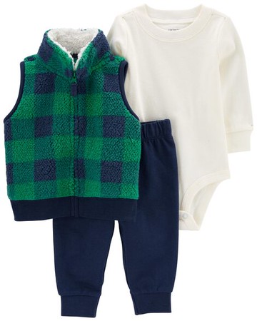 Baby 3-Piece Sherpa Vest Set