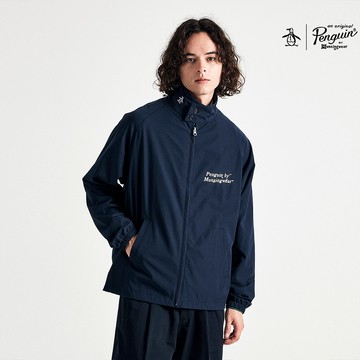 【Munsingwear 企鵝】男款深藍色舒適高爾夫短版防風夾克 MGUP6K01