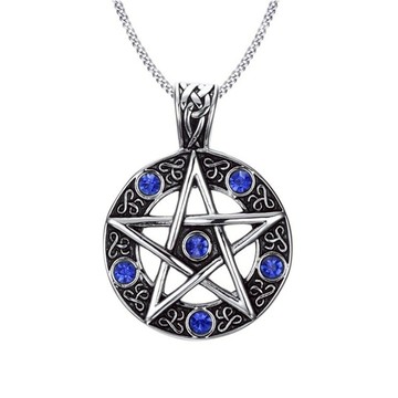 《316小舖》【F404】(優質316鈦鋼項鍊-藍鑽五芒星項鍊/星星項鍊/藍項鍊/藍鑽項鍊/男項鍊/星型項鍊/五星項鍊)