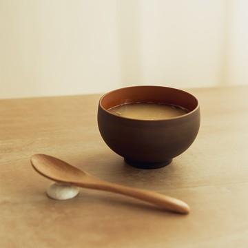 KEYUCA 茶色木紋圓形湯碗(小)