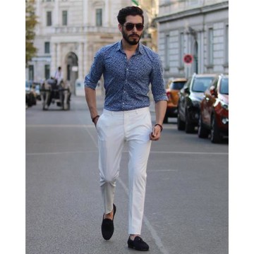 歐美大碼男士西褲修身小腳 白西褲英倫九分休閑褲潮胖子褲錐形褲