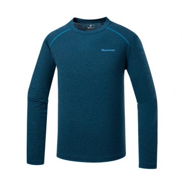 【【蘋果戶外】】山林 52P05 88 深藍 男 羊毛圓領上衣 抗UV 四彈吸濕透氣抑菌消臭 秋冬 Mountneer