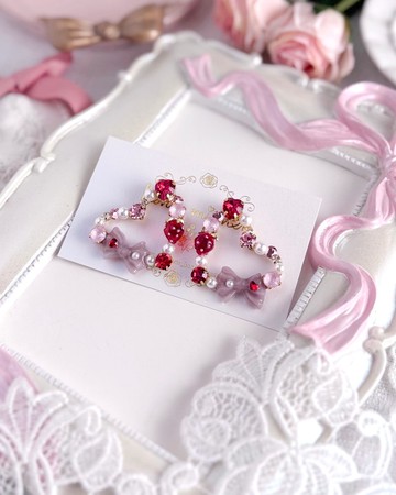 草莓造型耳針/耳夾【HE-31-R】