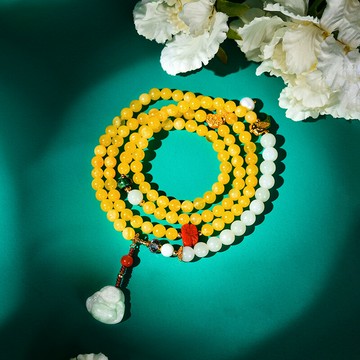 【巴黎精品】現貨+預購 蜜蠟手鍊翡翠手珠平安擋煞防小人轉運淨化招財開運-6mm108珠彌勒佛白玉女飾品p1ax81