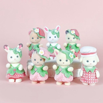 🐘小象潮玩🐘新款森貝兒家族植絨版可愛公仔娃娃草莓貝貝卡通小兔手辦擺件禮物