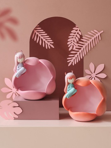 國風漢服鹿女孩可愛客廳進門鑰匙收納擺件玄關入戶鞋柜家居裝飾品