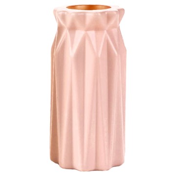 北歐簡約花瓶、(粉)菱形花瓶、110g 菱格紋理 輕巧方便  17 x 8.5cm