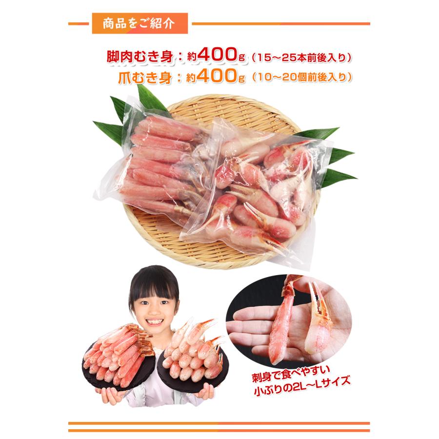 L〜M生ずわいかにしゃぶ脚爪むき身 約800g