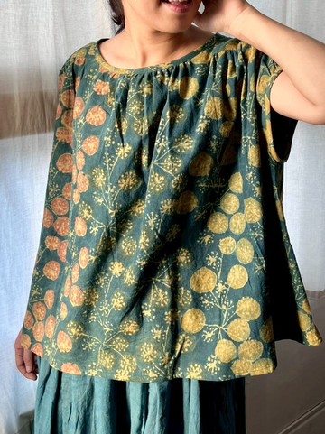 khadi 圓袖襯衫 B046 月花草 flower