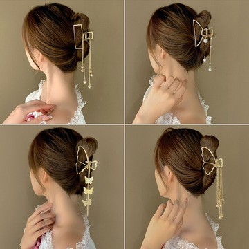 夏季流蘇抓夾后腦勺發夾女仙氣發卡鯊魚夾氣質發抓夾頭發夾子頭飾