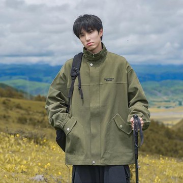 美式工裝外套男日系復古cityboy上衣春秋潮牌寬松立領夾克休閑服