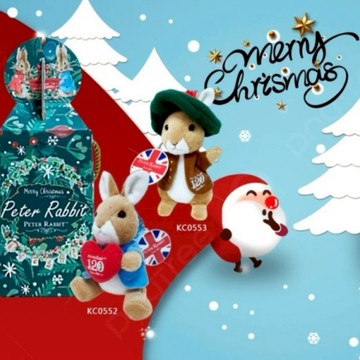 【比得生活館】Peter Rabbit 比得兔 絨毛娃娃鑰匙扣悠遊卡(聖誕禮盒) (比得兔/班傑明2款可選) ☆生日禮物 聖誕禮物 交換禮物 禮盒包裝 彼得兔
