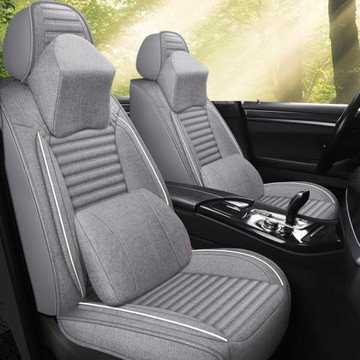 汽車坐墊四季通用亞麻全包圍座套2025新款布藝座椅套夏季經典座墊