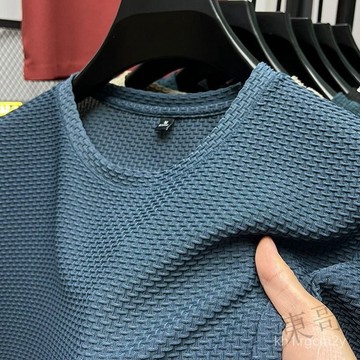 【3526人收藏】竹節網眼冰絲色T恤男短袖圓領2023夏季新款半截袖男薄款透氣1/2件 TQVC