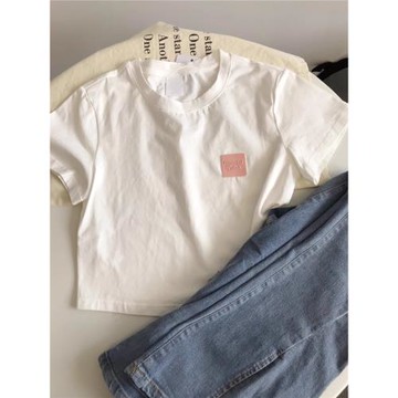 設計感小眾短袖T恤女夏新款ins潮辣妹短款高腰露臍寬松半袖上衣服