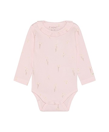 小黃花粉色羅紋長袖包屁衣74cm