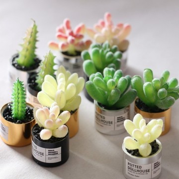 無用良品 迷你多肉 GSC配件 娃娃屋植物 OB11擺件 微縮手作 金屬盆栽 Dollhouse模型 桌面拍照 小花盆