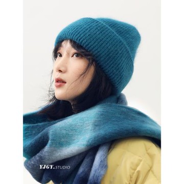 毛線帽女冬季新款韓版百搭保暖兔毛針織帽日系純色大頭圍護耳帽子