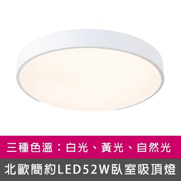 [Honey Comb]北歐簡約LED52W臥室吸頂燈 黑框．白光(V3922W)