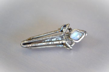 鈦金屬領帶夾・Gr5・64 鈦製領帶夾・彩虹月光石握柄小刀