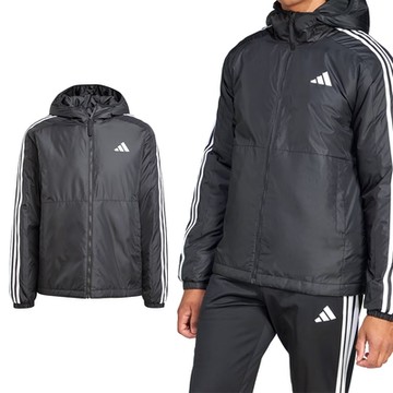 Adidas ESS 3S INS HO J 男款 黑白色 休閒 保暖 運動 連帽 鋪棉 防潑水 外套 JD1032