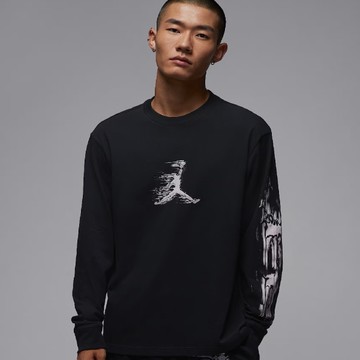 NIKE AS M J DF SPRT GFX LS CREW 黑色 長袖 長T 男款 喬丹 HQ9039-010