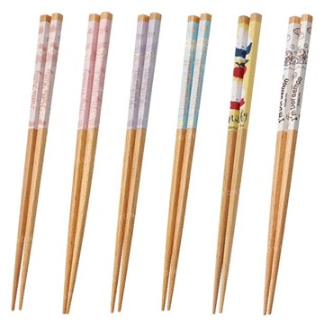 小禮堂 Skater Sanrio 三麗鷗 六角天然木筷 21cm ANNHE4 (緞帶款) 大耳狗 美樂蒂 酷洛米 哆啦A夢