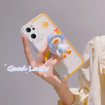 opporeno7手機殼6新款pro女款se手機4g+防摔reno6磨砂全包液態硅膠藍帽鴨子帶支架網紅外殼reon全包