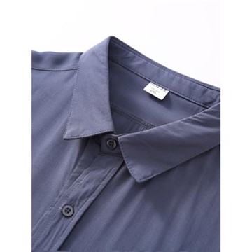 棉綢短袖套裝男士夏中老年人造棉襯衫長褲睡衣純色加肥爸爸家居服