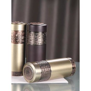 正宗宜興紫砂內膽保溫杯600M大容量茶水分離紫砂杯男士泡茶杯精致