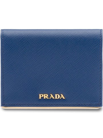 Prada - logo-plaque folding wallet - women - Metal/Leather - One Size - Blue