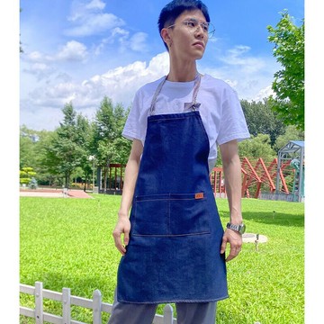 圍裙 工作圍裙牛仔定制logo韓版時尚奶茶店美發師美甲畫畫男女兒童美術