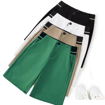 高爾夫褲子女夏季短褲大碼高腰直筒五分褲顯瘦彈力運動休閑闊腿褲