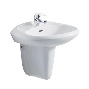 Derek單孔面盆短柱白色/粉牙(不附水龍頭)/L200-1+F420