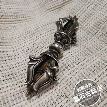 藏傳佛教用品密宗法器五股金剛杵 尼泊爾手工純銅鍍銀西藏降魔杵