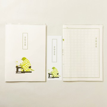 2025 年 10 月起 文後目白手稿紙日程筆記本 2 插圖封面帶書籤 B6 共 48 頁 蛇年文後鋼筆和服動物