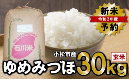 小松産ゆめみづほ 玄米30kg 028005.