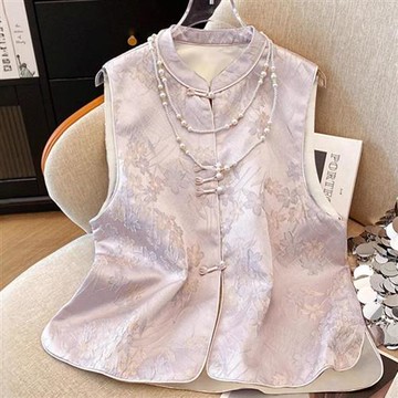 【巴黎精品】現貨+預購 新中式 唐裝上衣中國風馬甲-薄款刺繡高級感坎肩女外套2色a1jf46