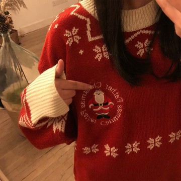 毛衣女網紅上衣最新款學院風紅色秋冬韓版寬鬆外穿套頭針織衫毛衣 秋冬毛衣 針織毛衣 上衣 女裝 外套 女裝長袖 秋冬上衣