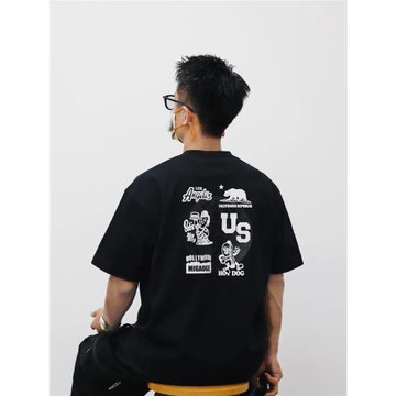 美式滑板街頭潮流厚實寬松CITYBOY男女款圓領發泡印花重磅短袖T恤