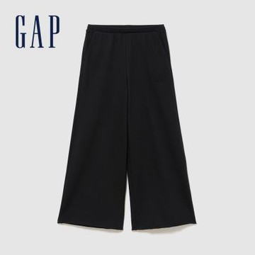 【GAP】法式毛圈布九分寬褲-黑色(897961)
