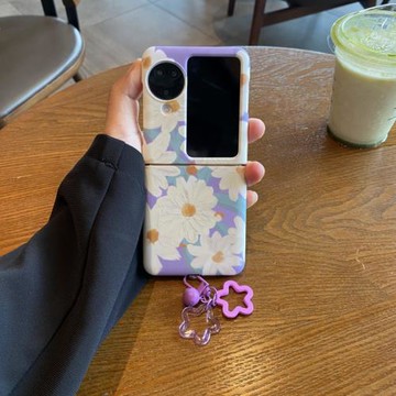小清新ins碎花適用oppofindn3flip手機殼紫色雛菊OPPO Find N3 Flip帶掛件N2硬殼findn3全包filp折疊屏新款套