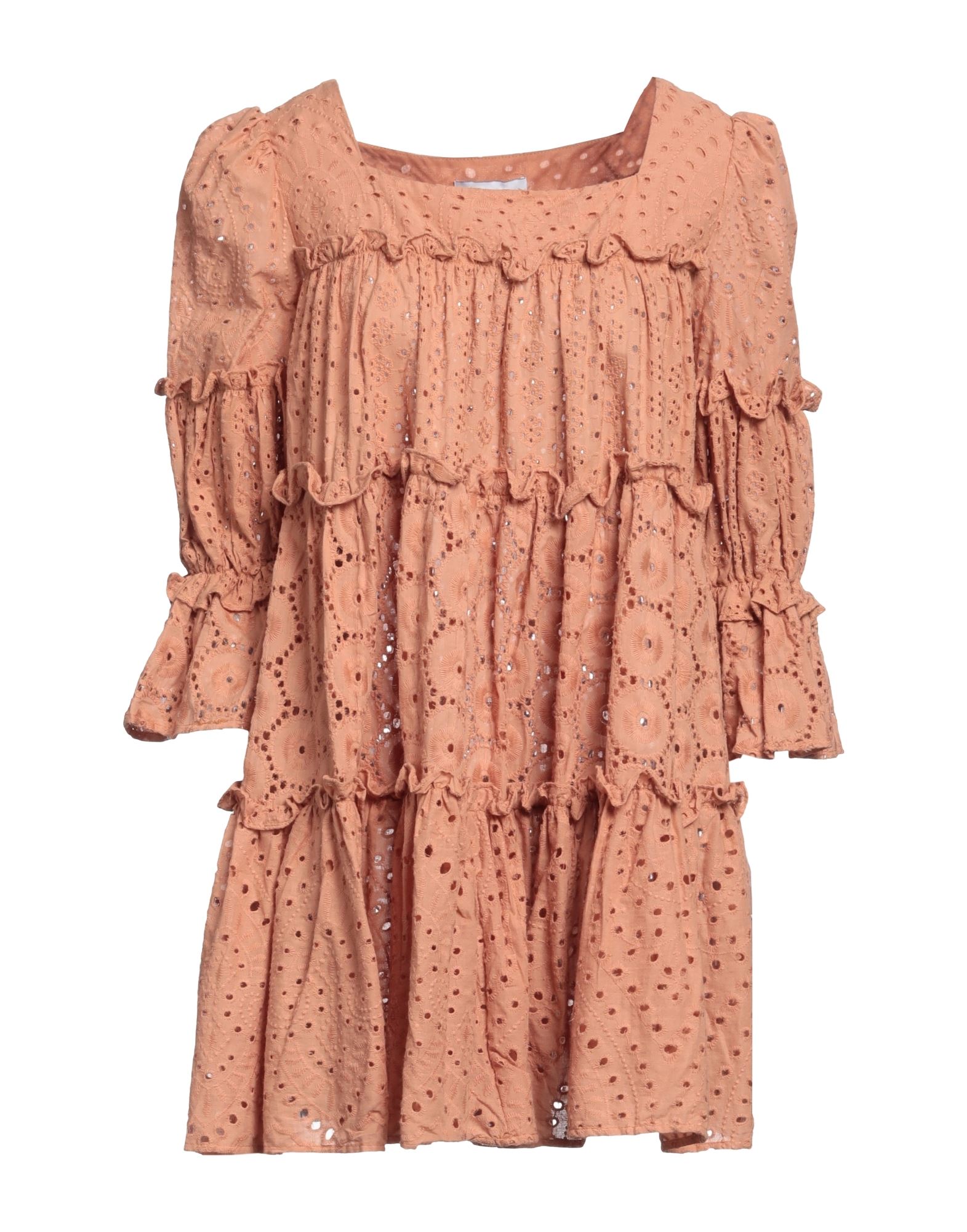 WEILI ZHENG ミニ丈ドレス あんず色 M コットン 100% ミニ丈ドレス  