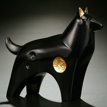 筌美術Gallery Chuan | 尊榮系列_《旺．福運 》狗造型擺飾(黑)